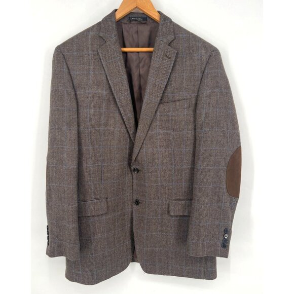 Lauren Ralph Lauren Mens Sports Coat Houndstooth 100% Wool Size 42L Elbow Batch - Picture 1 of 10